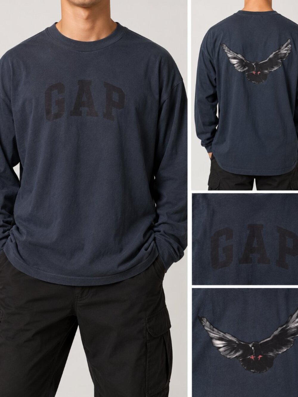 GAP Dove Long Sleeve Shirt Men’s XL Black TE871DKBL1 New Sealed